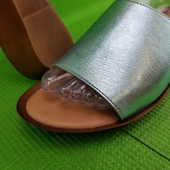 ✅Italian Shoemakers Blue Wedge Sandals Casual Slides Women's 8.5M Made in Italy - Picture 16 of 16